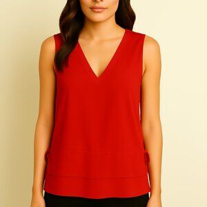 Cameo & Myth Red Chiffon Sleeveless Blouse Size Small
